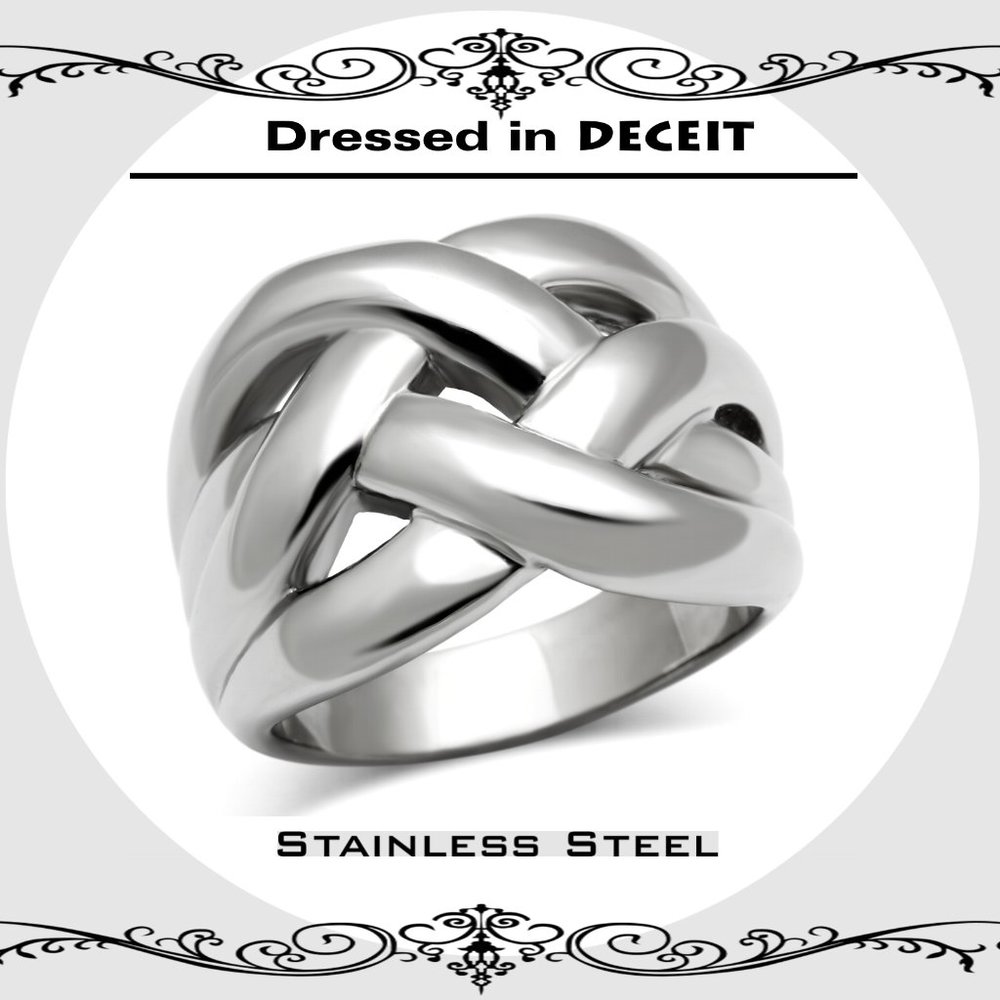 Hand Sculpted Statement High Polished Stainless Steel Ring Size 5-6-7-8-9-10